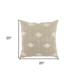 20" X 20" Beige Cowhide Animal Print Zippered Pillow