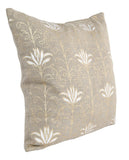 20" X 20" Beige Linen Floral Zippered Pillow