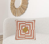 22" X 22" Pink Linen Geometric Zippered Pillow