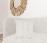 22" X 22" White Linen Striped Zippered Pillow