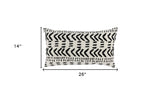 14" X 26" Ivory Linen Blend Patterned Zippered Pillow