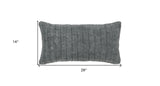 14" X 26" Gray Linen Zippered Pillow