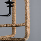 Chandelier Four Light Hemp And Glass Dimmable Semi-Flush Ceiling Light