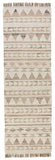 8' Natural and Ivory Southwestern Hand Woven Distressed Runner Rug with Fringe