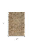 5' X 8' Ivory Chevron Hand Woven Area Rug