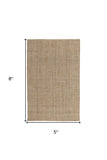5' X 8' Ivory Chevron Hand Woven Area Rug