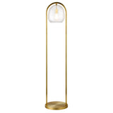 65" Brass Column Floor Lamp With Clear Seeded Glass Globe Shade