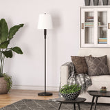 62" Black Traditional Shaped Floor Lamp With Black No Pattern Drum Shade