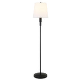 60" Black Traditional Shaped Floor Lamp With White Frosted Glass Drum Shade