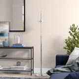 68" Brass Traditional Shaped Floor Lamp With White Frosted Glass Rectangular Shade