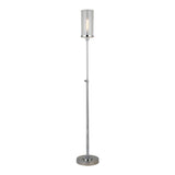 66" Nickel Torchiere Floor Lamp With Clear Transparent Glass Drum Shade