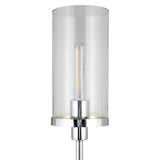 66" Nickel Torchiere Floor Lamp With Clear Transparent Glass Drum Shade