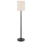 62" Black Traditional Shaped Floor Lamp With White Frosted Glass Drum Shade