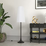 60" Brass Novelty Floor Lamp With White Frosted Glass Drum Shade