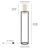 62" Brass Column Floor Lamp With White Frosted Glass Drum Shade