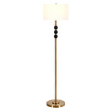 62" Black Traditional Shaped Floor Lamp With White Frosted Glass Drum Shade