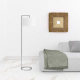 64" Nickel Traditional Shaped Floor Lamp With White Frosted Glass Drum Shade