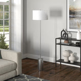 64" Nickel Traditional Shaped Floor Lamp With White Frosted Glass Empire Shade