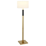 62" Black Traditional Shaped Floor Lamp With White Frosted Glass Drum Shade
