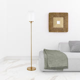 69" Brass Novelty Floor Lamp With White Frosted Glass Globe Shade
