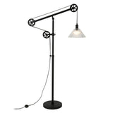 70" Black Reading Floor Lamp With Clear Transparent Glass Cone Shade