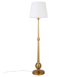 68" Brass Traditional Shaped Floor Lamp With White Frosted Glass Drum Shade