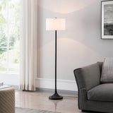 57" Black Arched Floor Lamp With Copper No Pattern Bell Shade
