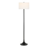 62" Black Traditional Shaped Floor Lamp With White Frosted Glass Drum Shade