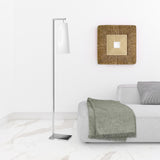 71" Nickel Reading Floor Lamp With White Frosted Glass Cone Shade