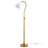 68" Brass Adjustable Reading Floor Lamp With White Frosted Glass Dome Shade
