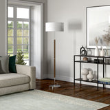 63" Black Traditional Shaped Floor Lamp With White Frosted Glass Drum Shade