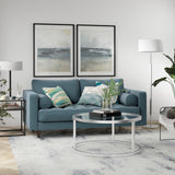 61" Nickel Two Light Floor Lamp With White Frosted Glass Drum Shade