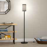 62" Black Arched Floor Lamp With White Frosted Glass Globe Shade