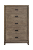 32" Gray Solid Wood Five Drawer Chest