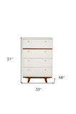 30" Brown and White Solid Wood Four Drawer Chest