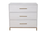 36" White Solid Wood Three Drawer Chest