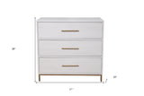 36" White Solid Wood Three Drawer Chest
