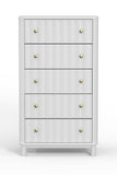 28" White Solid Wood Five Drawer Chest