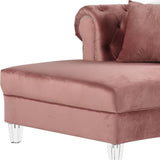 Pink Velvet Curved Four Piece Corner Sectional