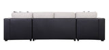 Beige and Black Polyurethane Sleeper U Shaped Three Piece Seating Component