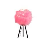 21" Black Tripod Table Lamp With Pink Faux Feather Shade