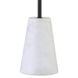26" Black and White Marble Table Lamp With White Drum Shade