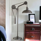 33" Gray Metal Adjustable Desk Table Lamp With Gray Dome Shade