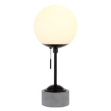 18" Gray and Black Concrete Globe Table Lamp With White Globe Shade