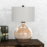 24" Clear Glass Table Lamp With White Drum Shade