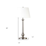24" Nickel Glass Table Lamp With White Drum Shade