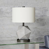 28" Black Metal Table Lamp With White Empire Shade