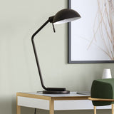 20" Black Metal Desk Table Lamp With Black Dome Shade