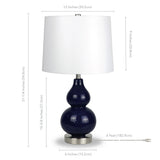 21" White and Silver Glass Table Lamp With White Drum Shade