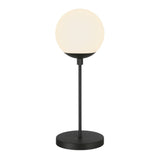21" Black Metal Globe Table Lamp With Clear Globe Shade
